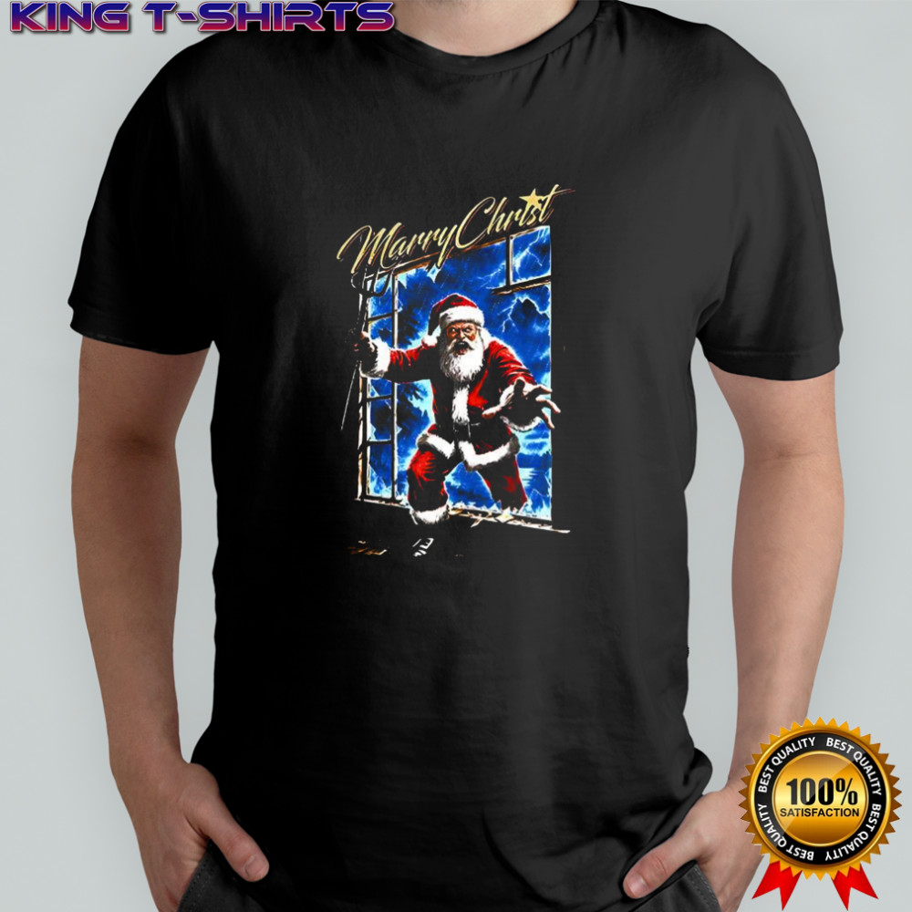 Santa Claus X Poseidon Marry Christ horror Christmas shirt