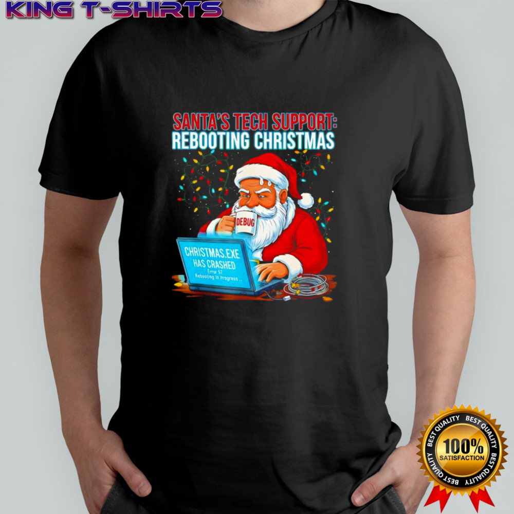 Santa’s Tech Support Rebooting Christmas Debug shirt