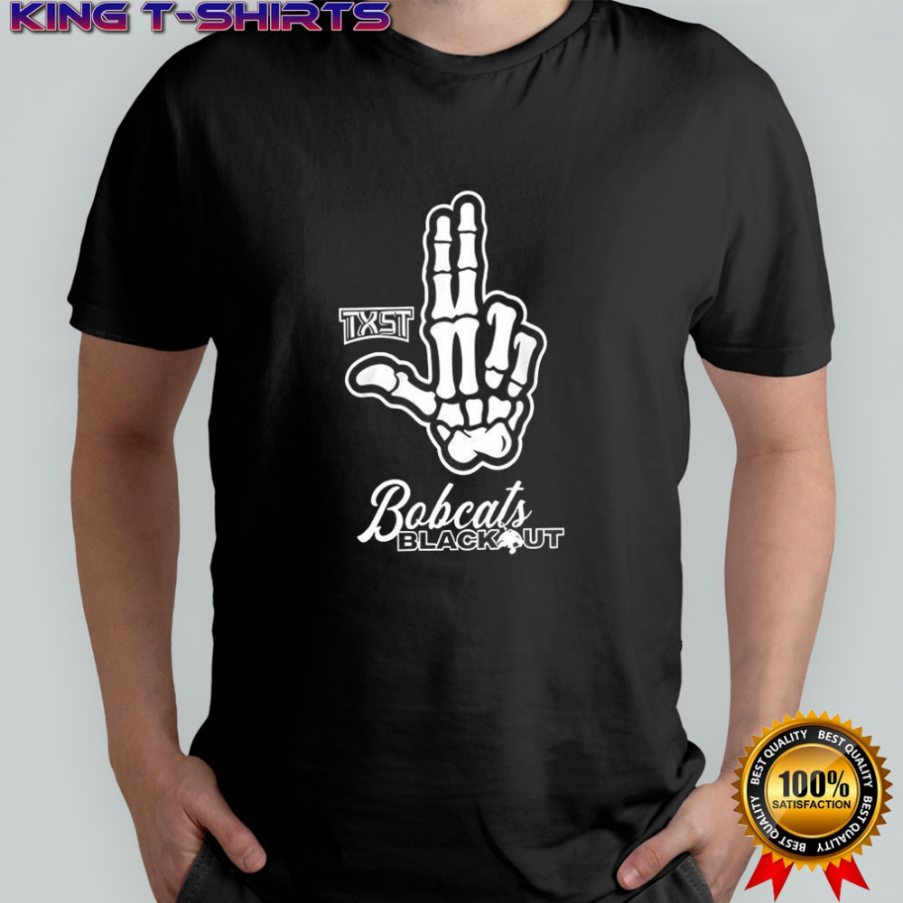 Skeleton hand TXST Texas State Bobcats Blackout shirt