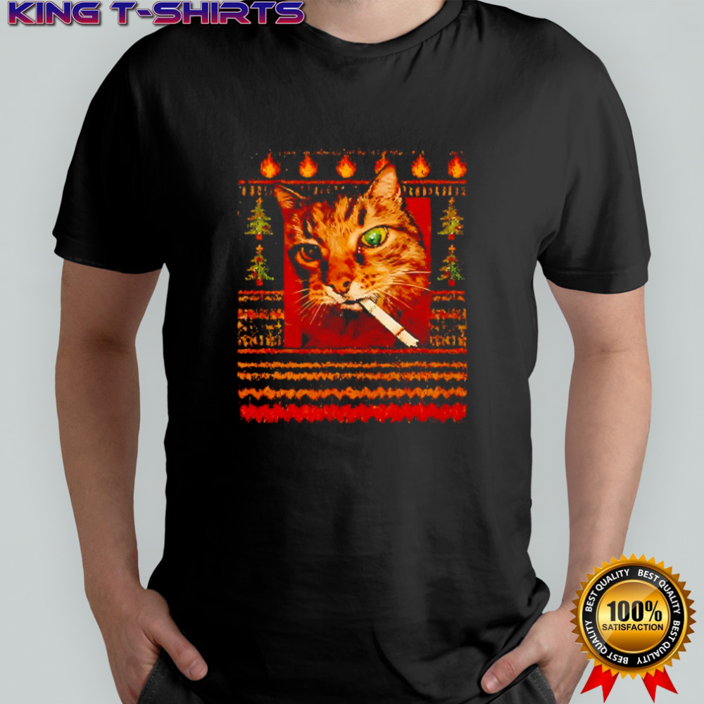 Smoking cat meme Merry Christmas shirt