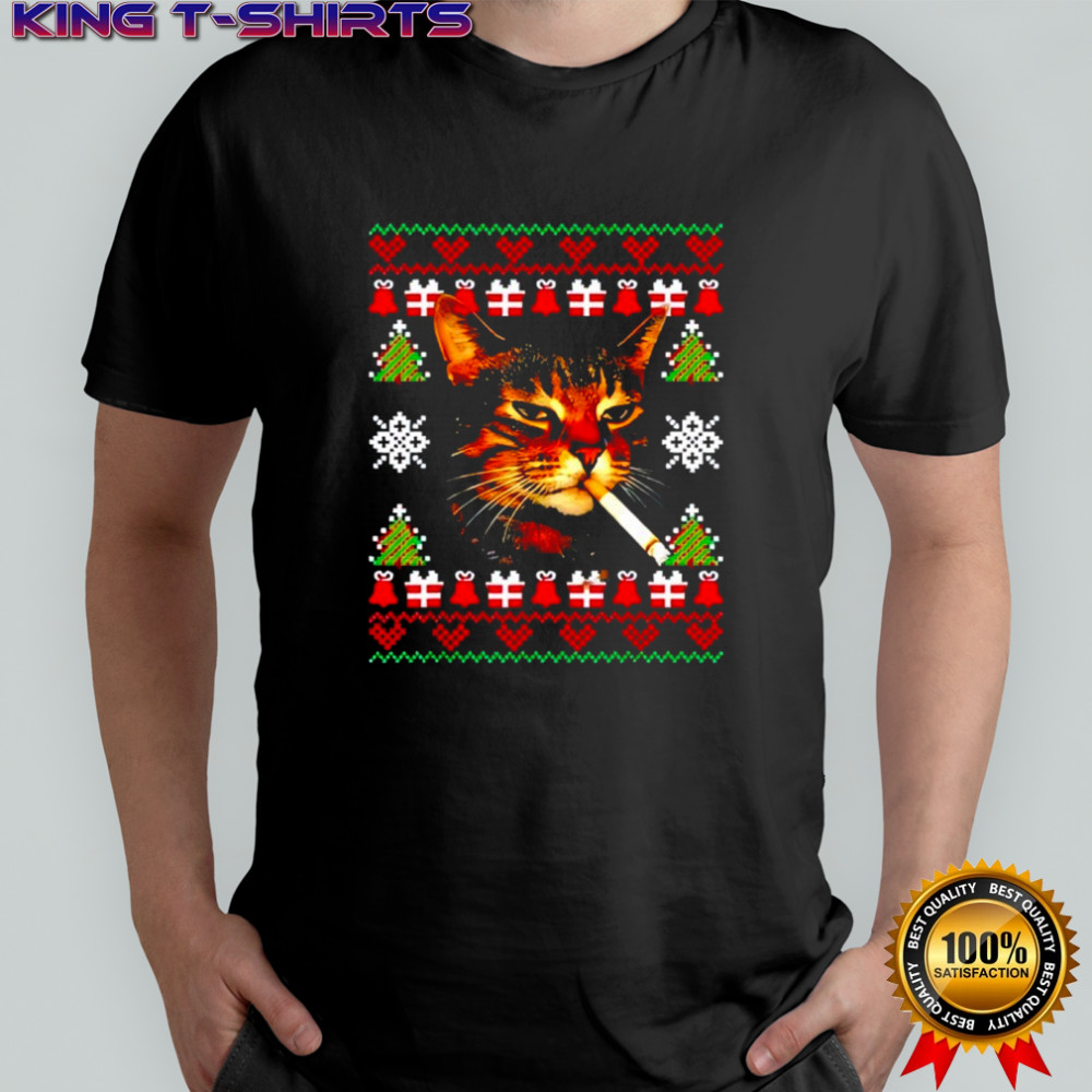 Smoking Cat Meme Ugly Christmas shirt