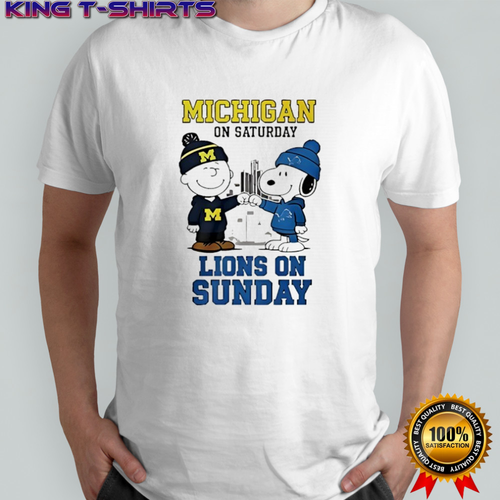 Snoopy and Charlie Brown Michigan Wolverines On Saturday and Detroit Lions On Sunday shirt