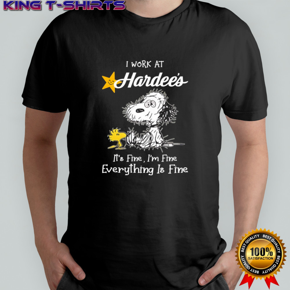 Snoopy and Woodstock I work at Hardee’s it’s fine i’m fine everything is fine shirt