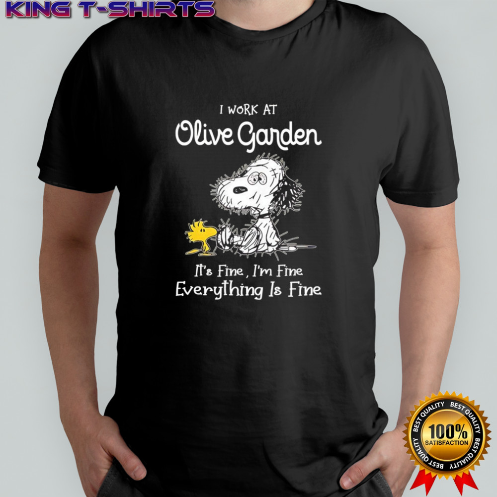 Snoopy and Woodstock I work at Olive Garden it’s fine i’m fine everything is fine shirt