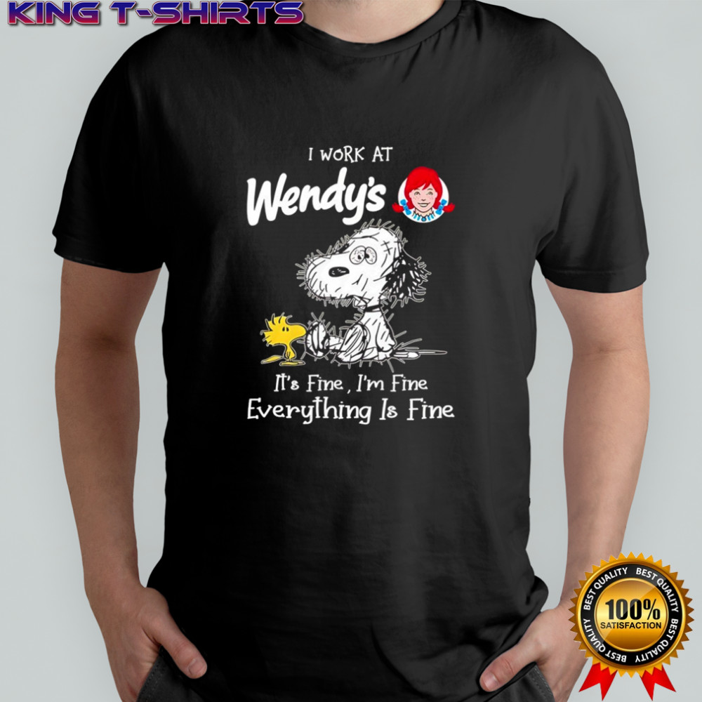 Snoopy and Woodstock I work at Wendy’s it’s fine i’m fine everything is fine shirt