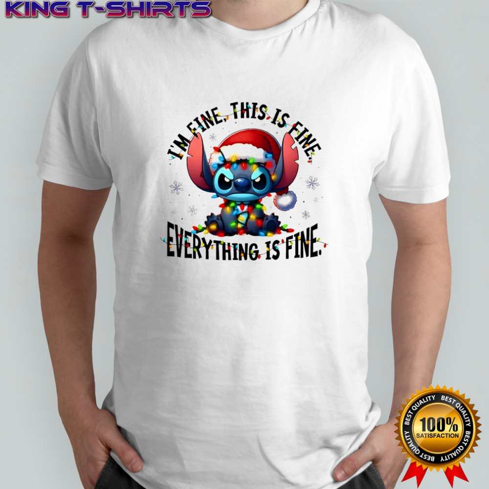 Stich Im fine this is fine everything is fine stitch with Christmas lights shirt