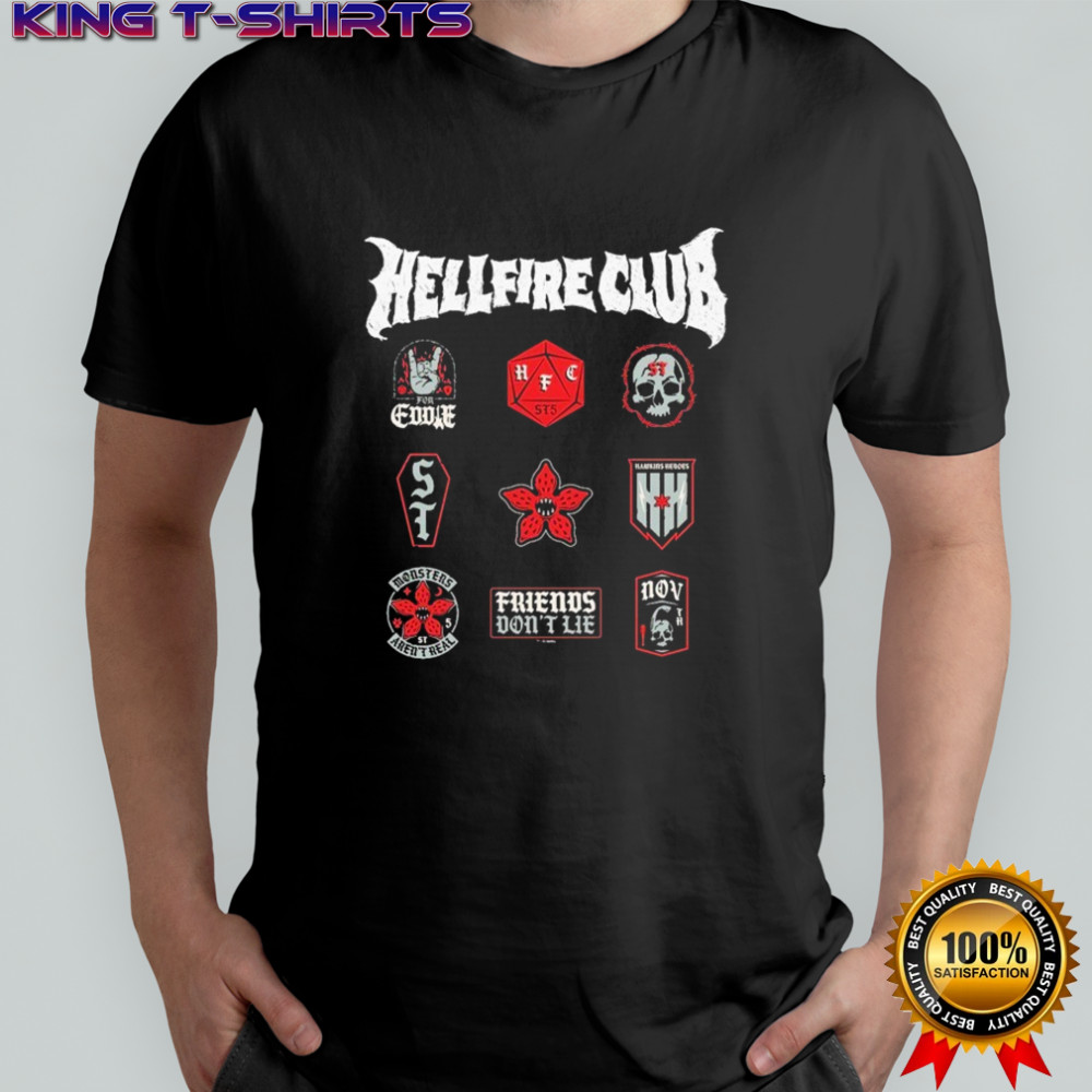 Stranger Things Friends Don’t Lie Hellfire Club Badges T-shirt