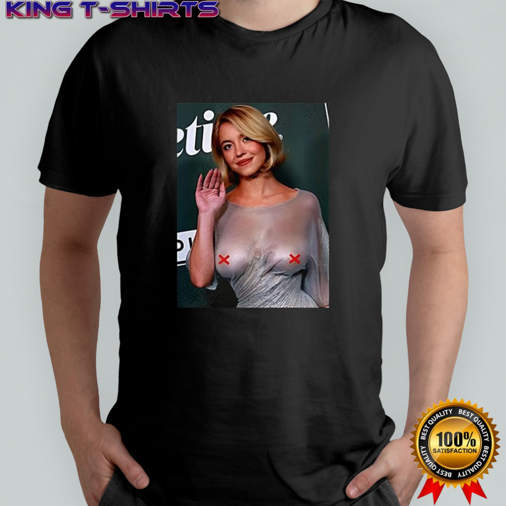 Sydney Sweeney see thru glamorous wet meme shirt