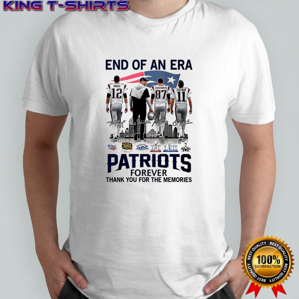 Tom Brady Rob Gronkowski Julian Edelman Bill Belichick End of an era New England Patriot shirt