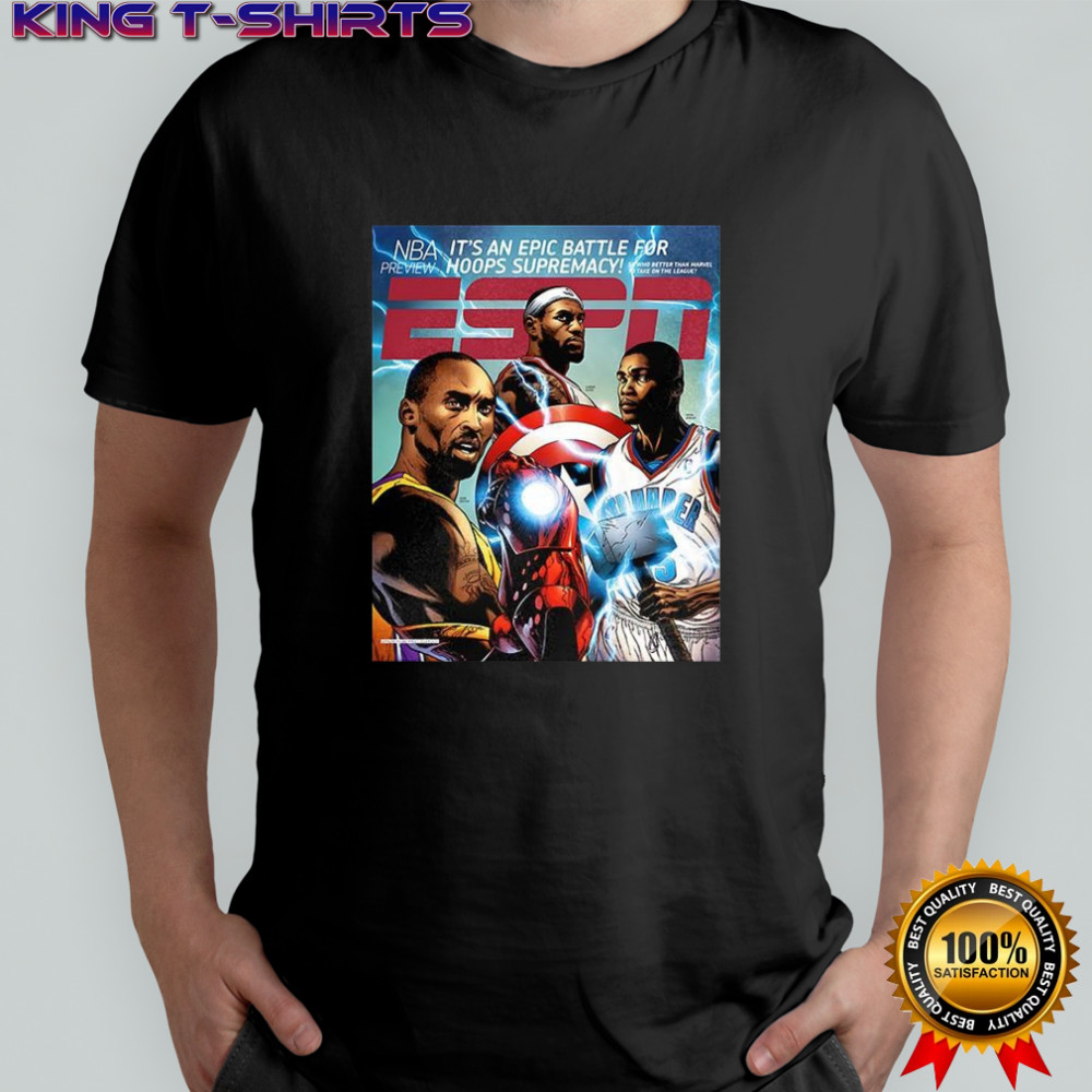 Avengers Kobe Bryant Lebron James and Kevin Durant ESPN shirt