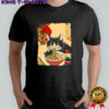 Black cat eats ramen Japanese ukiyo-e retro shirt