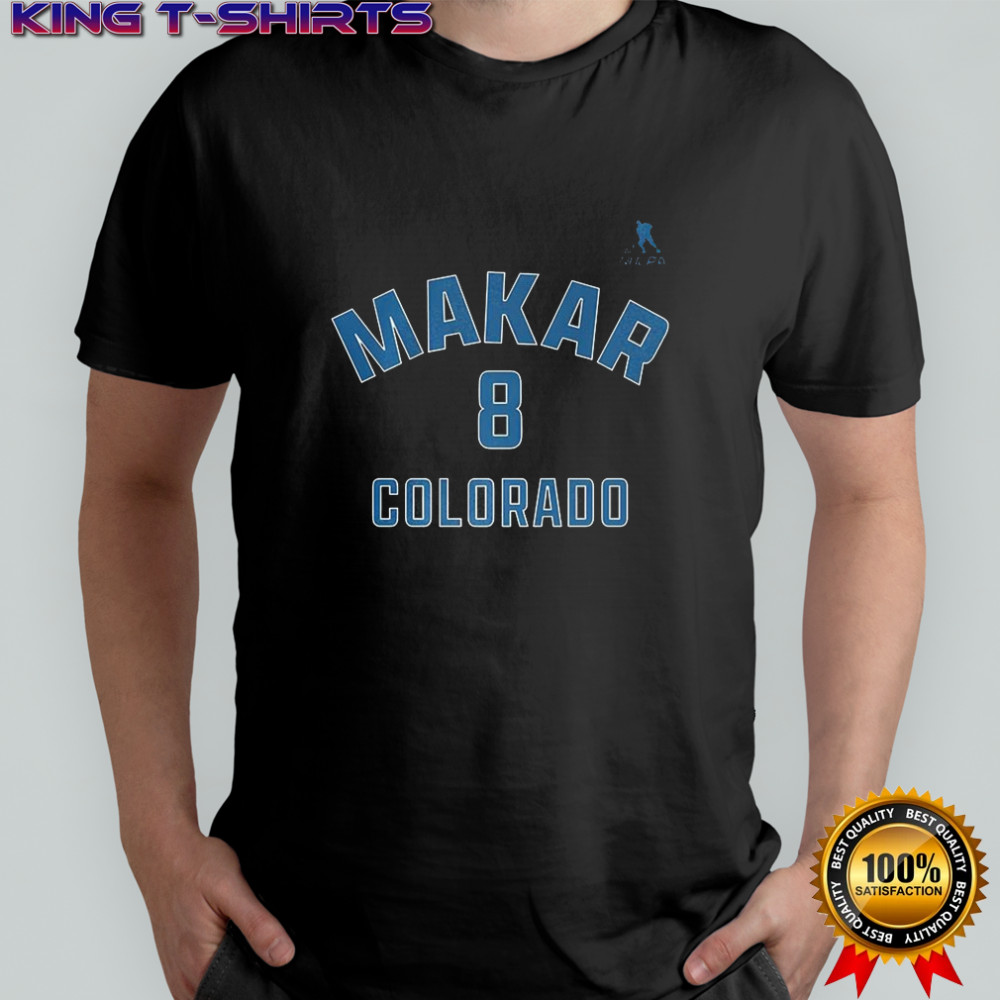 Cale Makar Colorado Avalanche ice hockey name and number 8 shirt