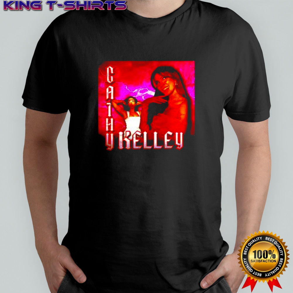 Cathy Kelley pose graphic shirt
