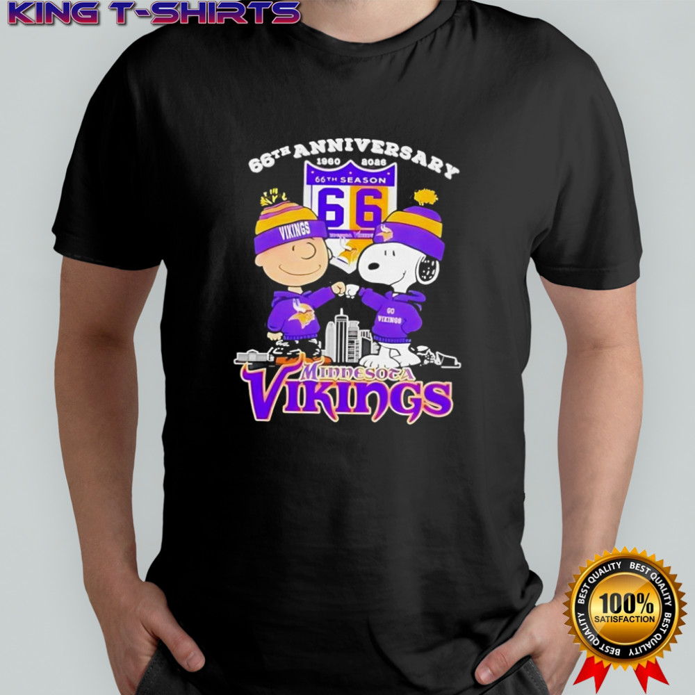 Charlie Brown touch hand Snoopy X Minnesota Vikings 66th anniversary 1960 2026 skyline shirt