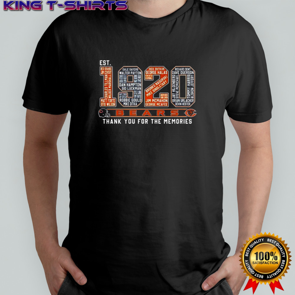 Chicago Bears NFL est 1920 thank you for the memories player name shirt