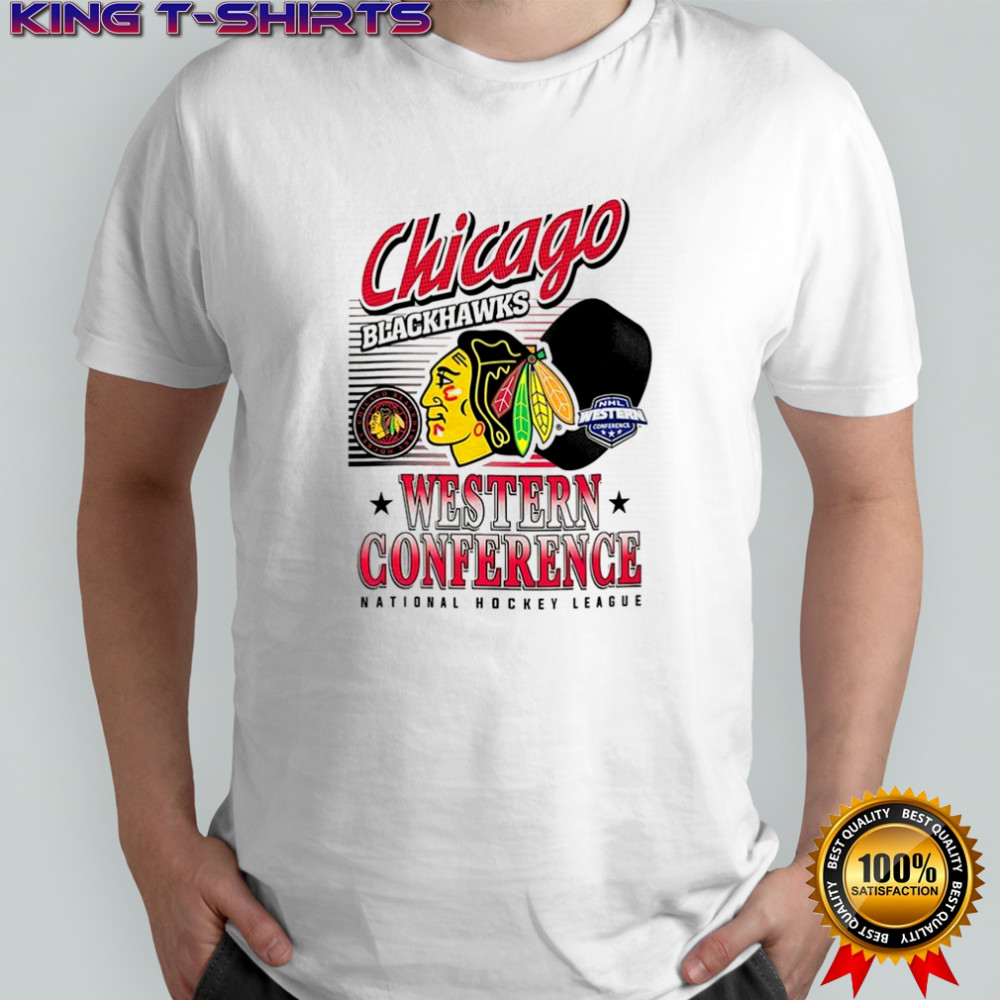 Chicago Blackhawks NHL Wastern Conference logo and ball shirt