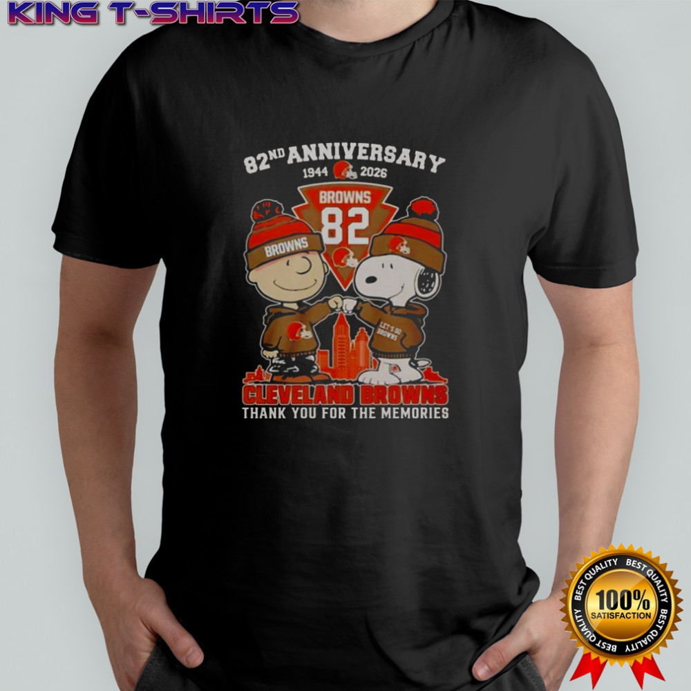 Cleveland Browns Outfit With Snoopy And Charlie Brown 82nd Anniversary 1944 2026 T-Shirt