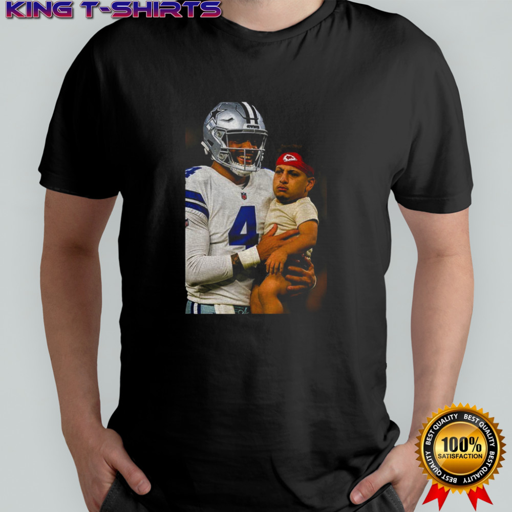 Dak Prescott Dallas Cowboys carry Patrick Mahomes Baby Kansas City Chiefs NFL Football meme shirt