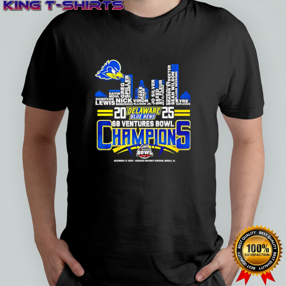 Delaware Fightin’ Blue Hens Champions name players skyline city shirt