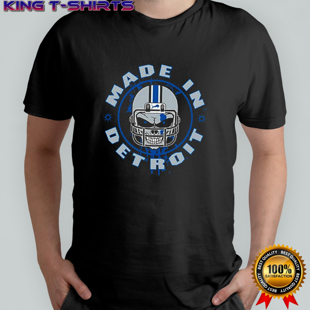 Detroit Lions made in Detroit not born here built here city skyline Double-Sided Graphic T-Shirt