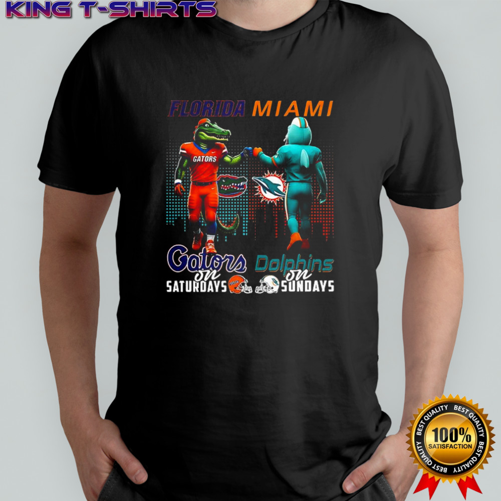 Florida Gators on saturdays vs Miami Dolphins on sundays mascot shirt