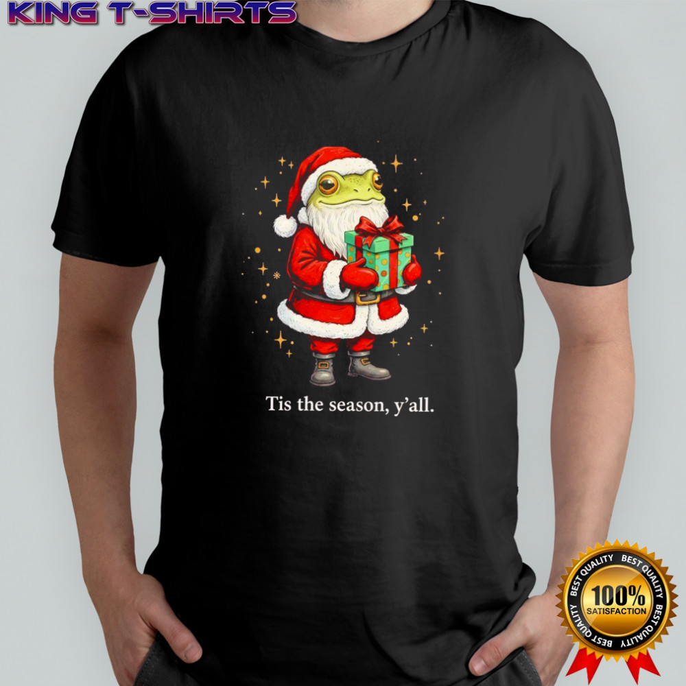 Frog Santa tis the season y’all Christmas gift shirt