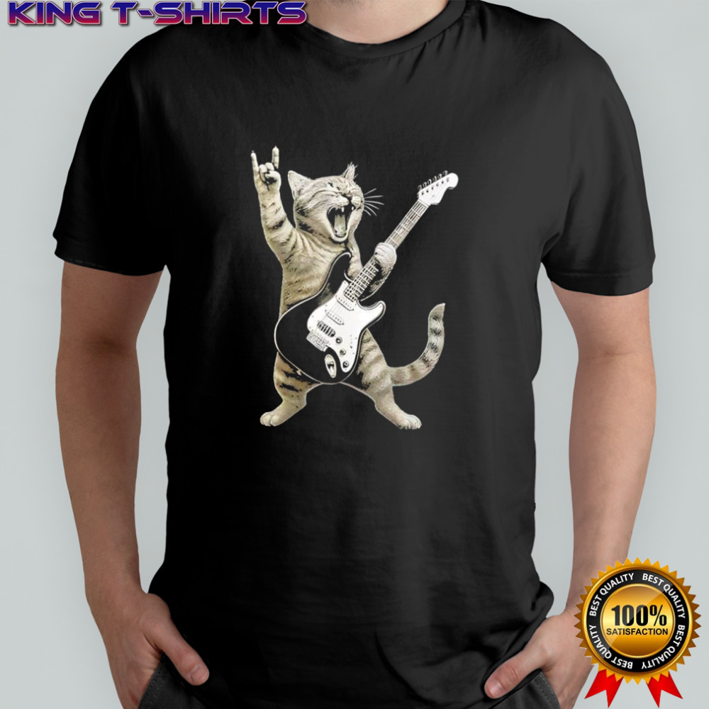 Funny Cat Playing Guitar Rock and Roll shirt
