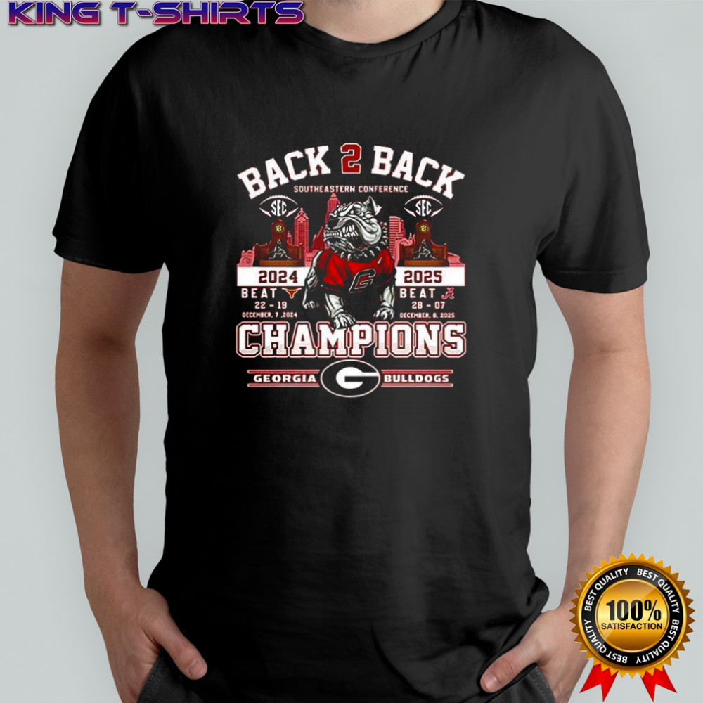 Georgia Bulldogs 2025 Back 2 Back SEC Champions mascot shirt