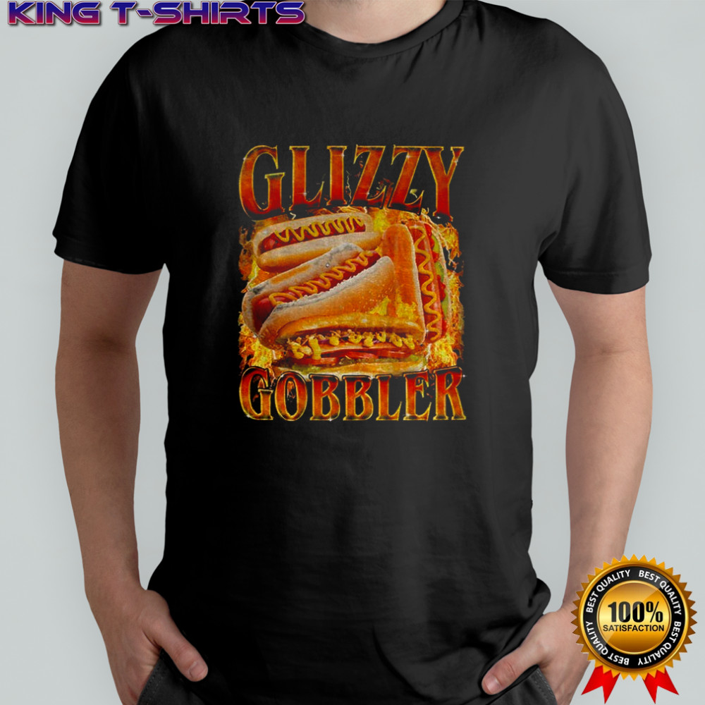 Glizzy gobbler faded hot dog funny meme shirt