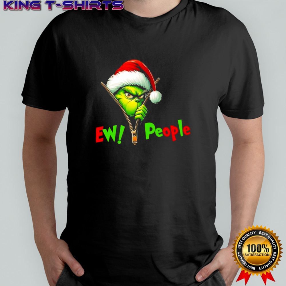 Grinch Christmas Santa hat Ew People shirt