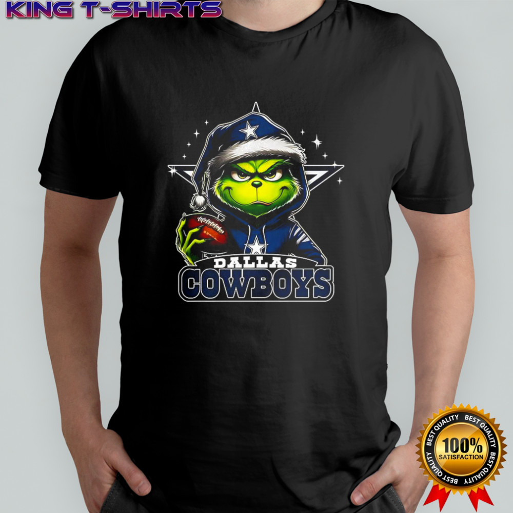 Grinch Santa hat X Dallas Cowboys NFL Christmas shirt