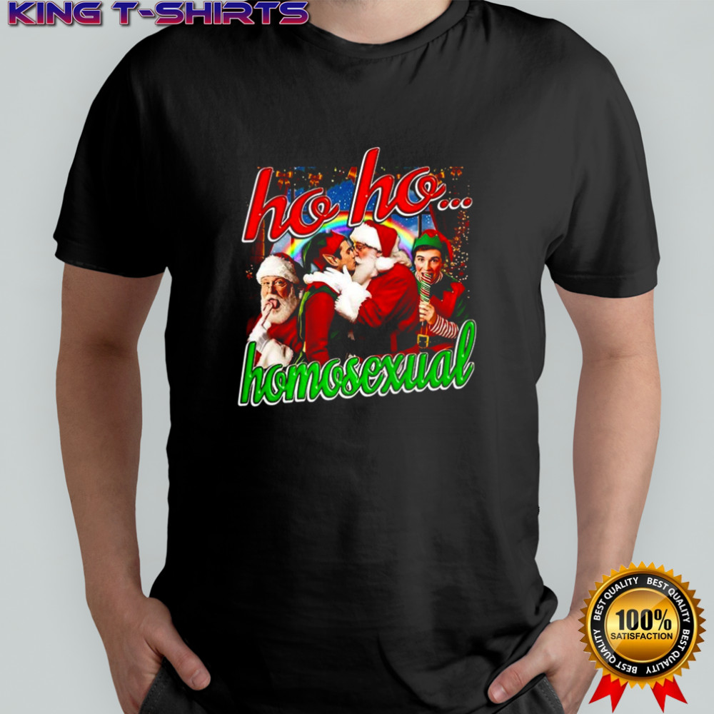 Ho Ho Homosexual Santa kiss elf Christmas shirt