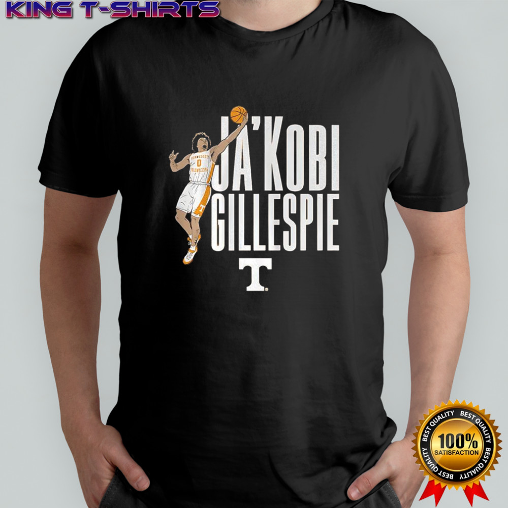 Ja’Kobi Gillespie pose Tennessee Volunteers basketball name and logo shirt