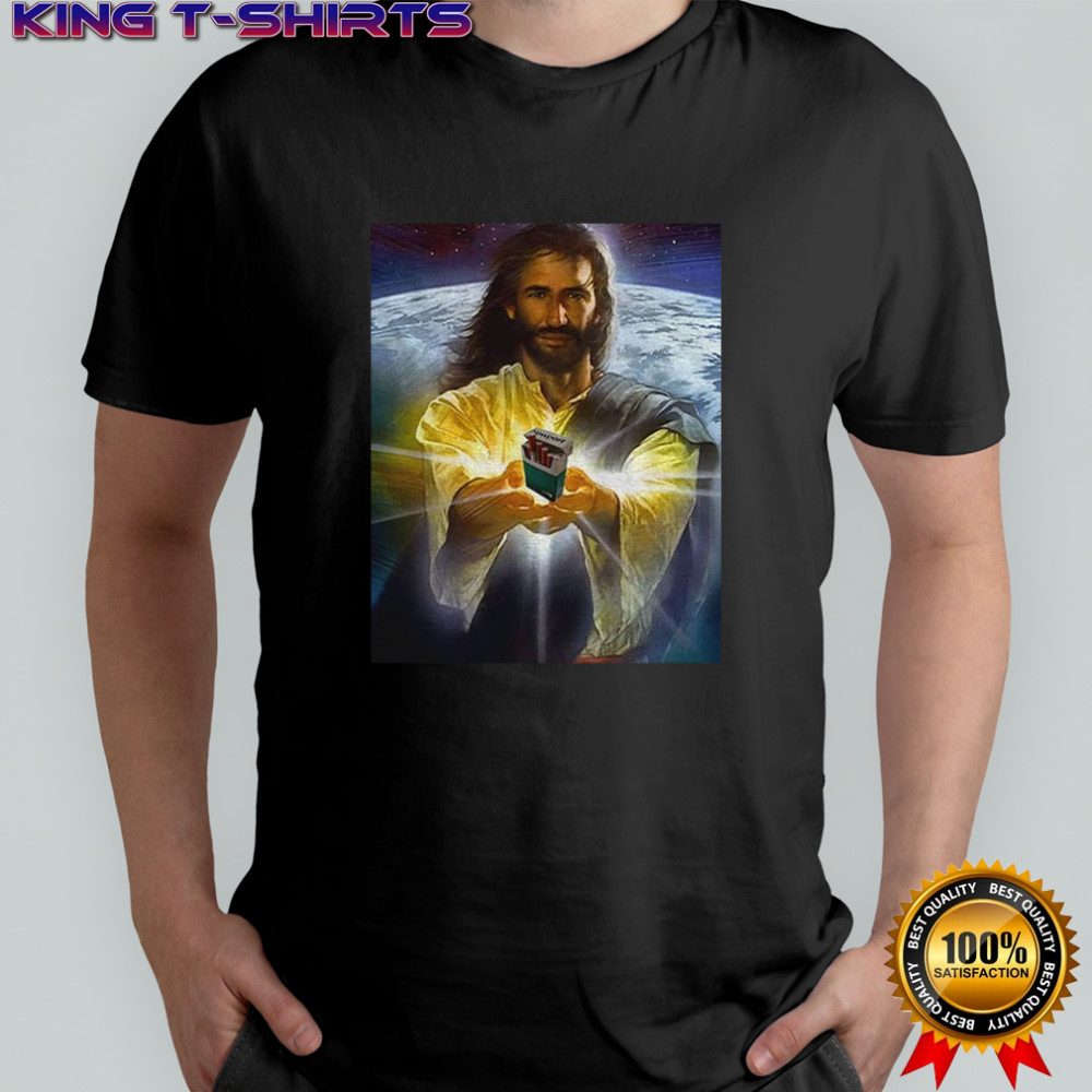 Jesus holding cigarettes funny meme shirt