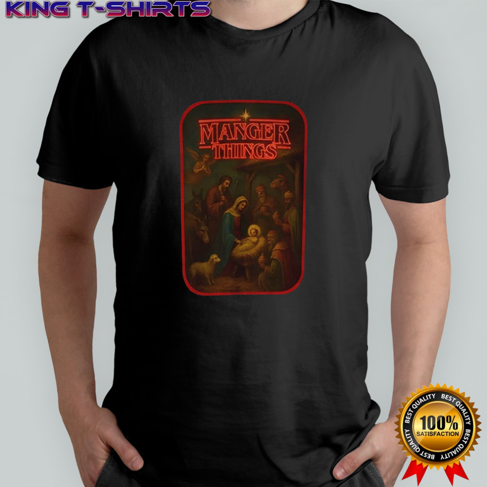 Jesus Manger Things Stranger Things parody Christmas shirt