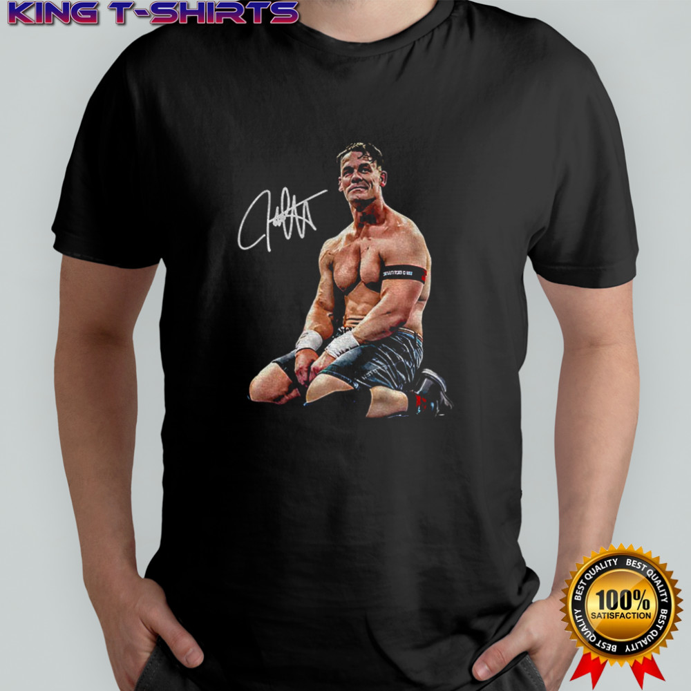 John Cena kneel WWE signature shirt