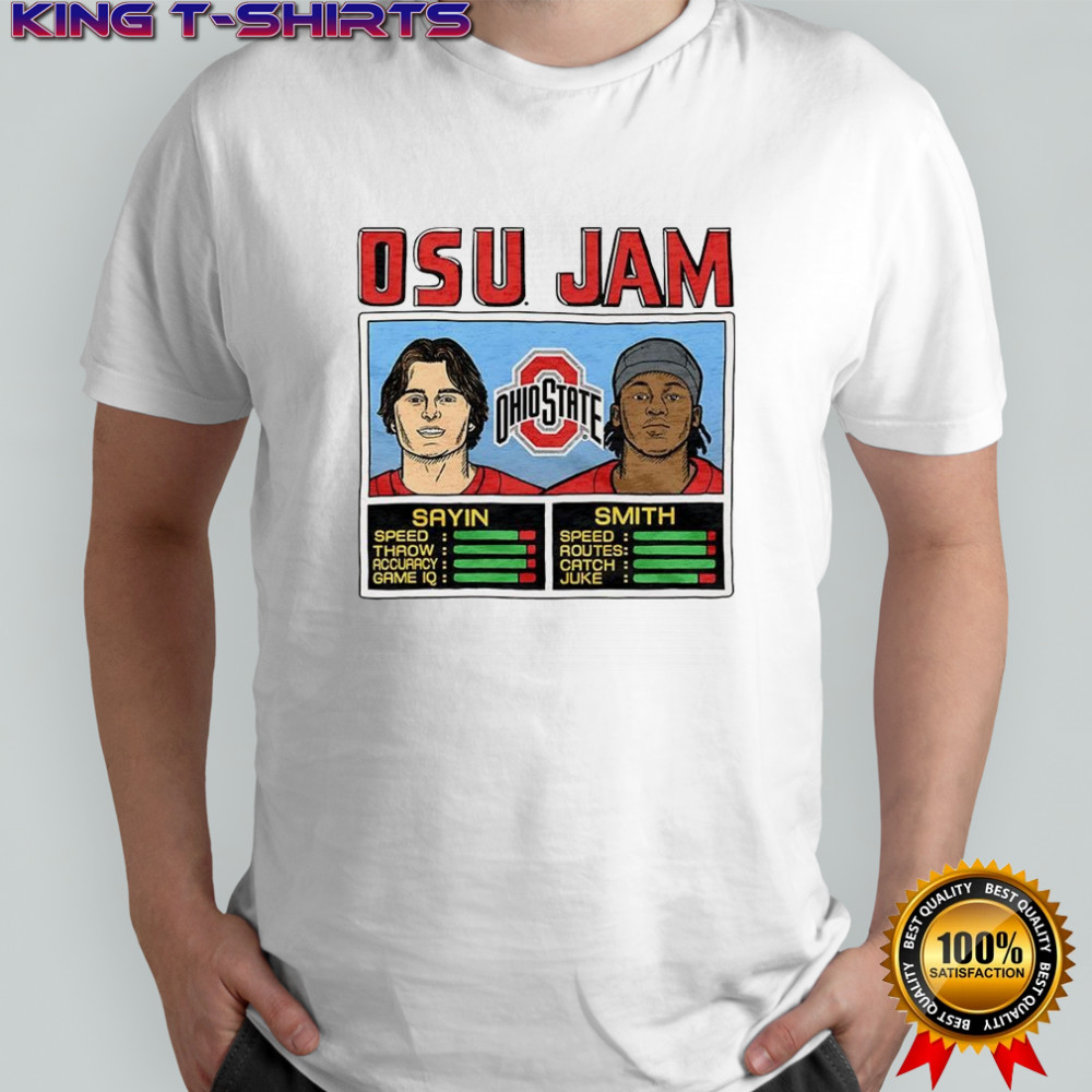 Julian Sayin and Jeremiah Smith Ohio State Buckeyes football JAM classic video game shirt