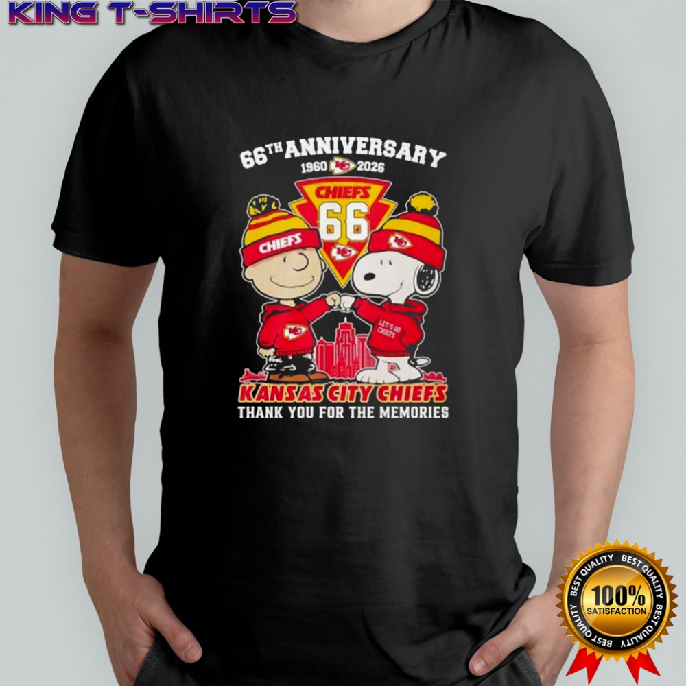 Kansas City Chiefs Outfit With Snoopy And Charlie Brown 66th Anniversary 1960 2026 T-Shirt