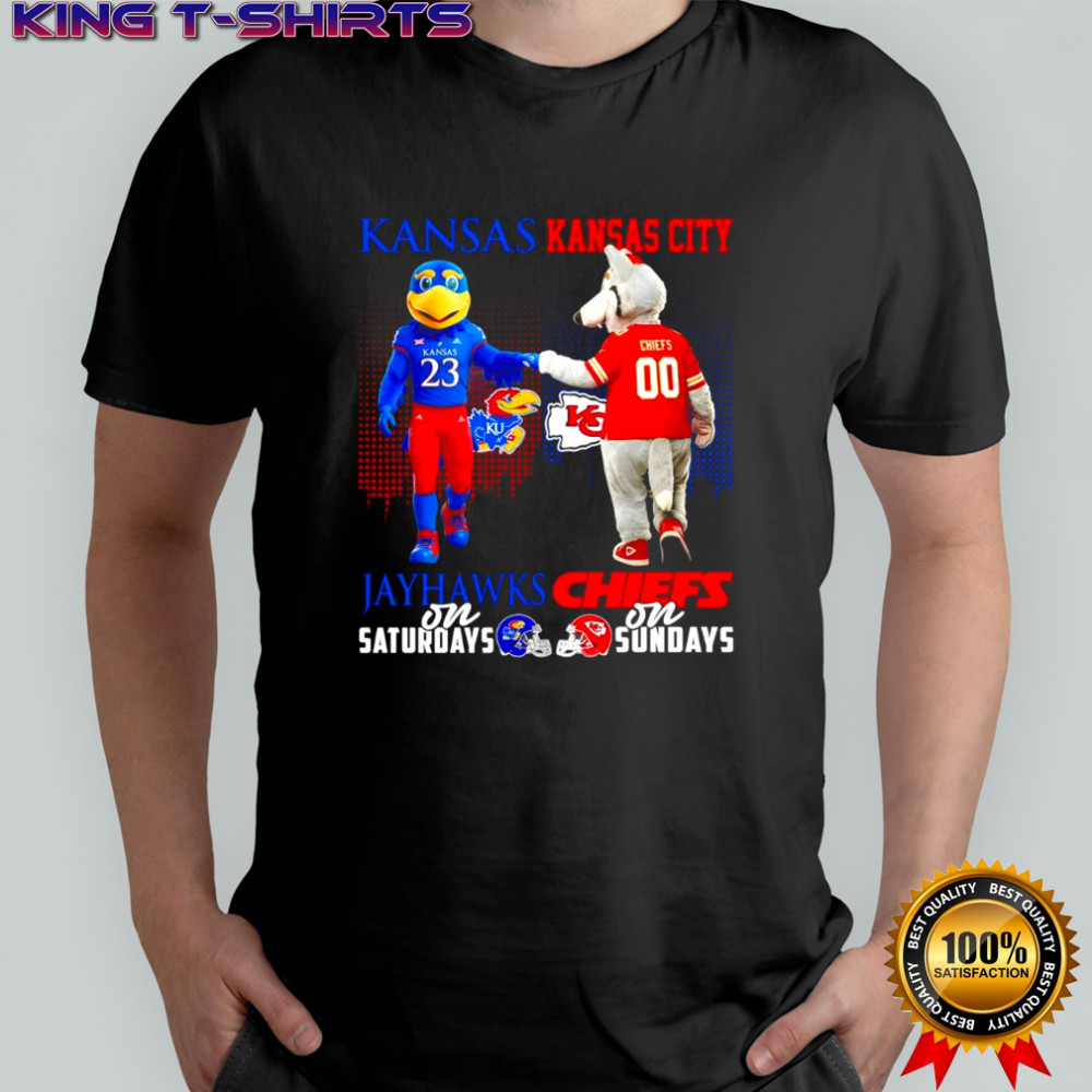 Kansas Jayhawks on Saturdays x Kansas City Chiefs on Sundays Mascot shirt