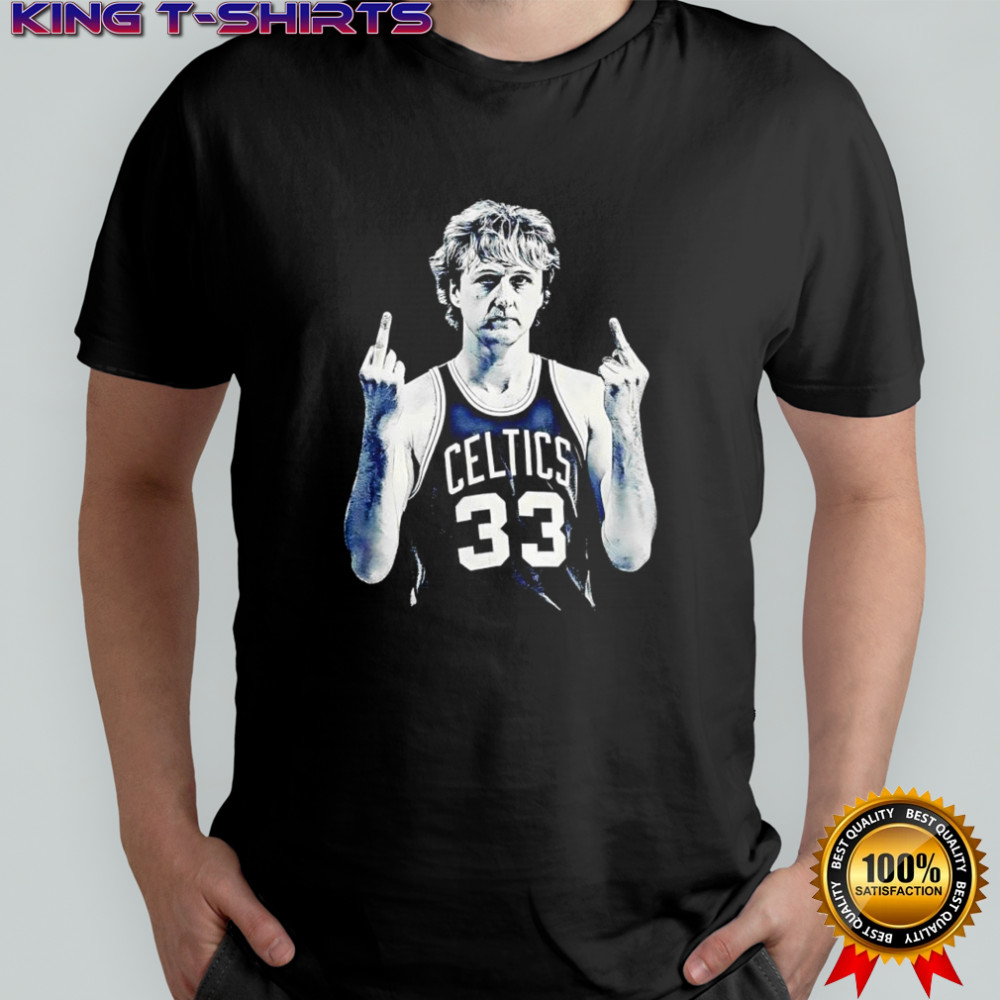 Larry Bird Boston Celtics basketball player coach middle finger retro shirt
