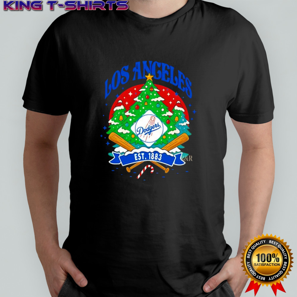 Los Angeles Dodgers ugly Christmas tree motif est 1883 logo shirt