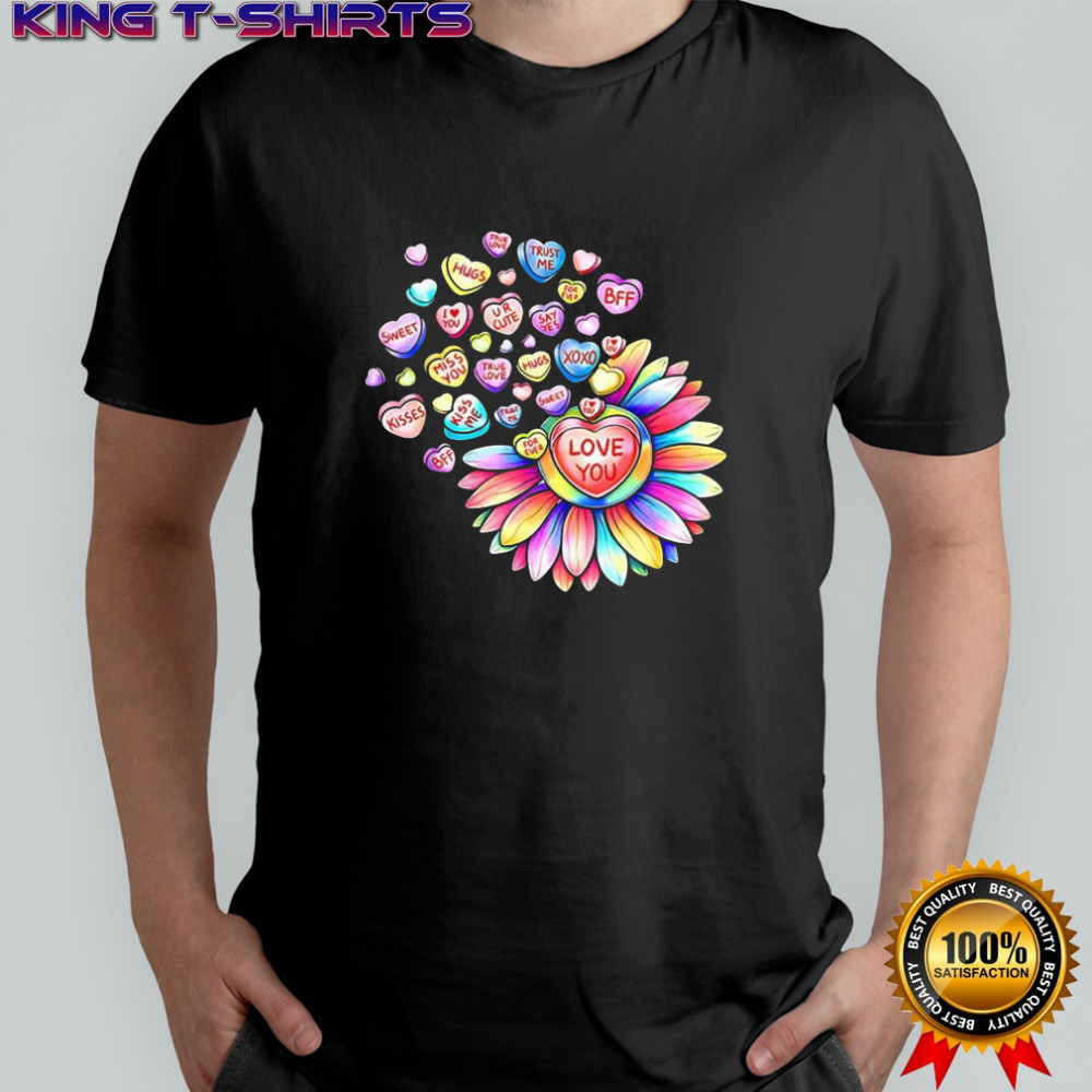 Love you sunflower hearts candy Valentines day shirt