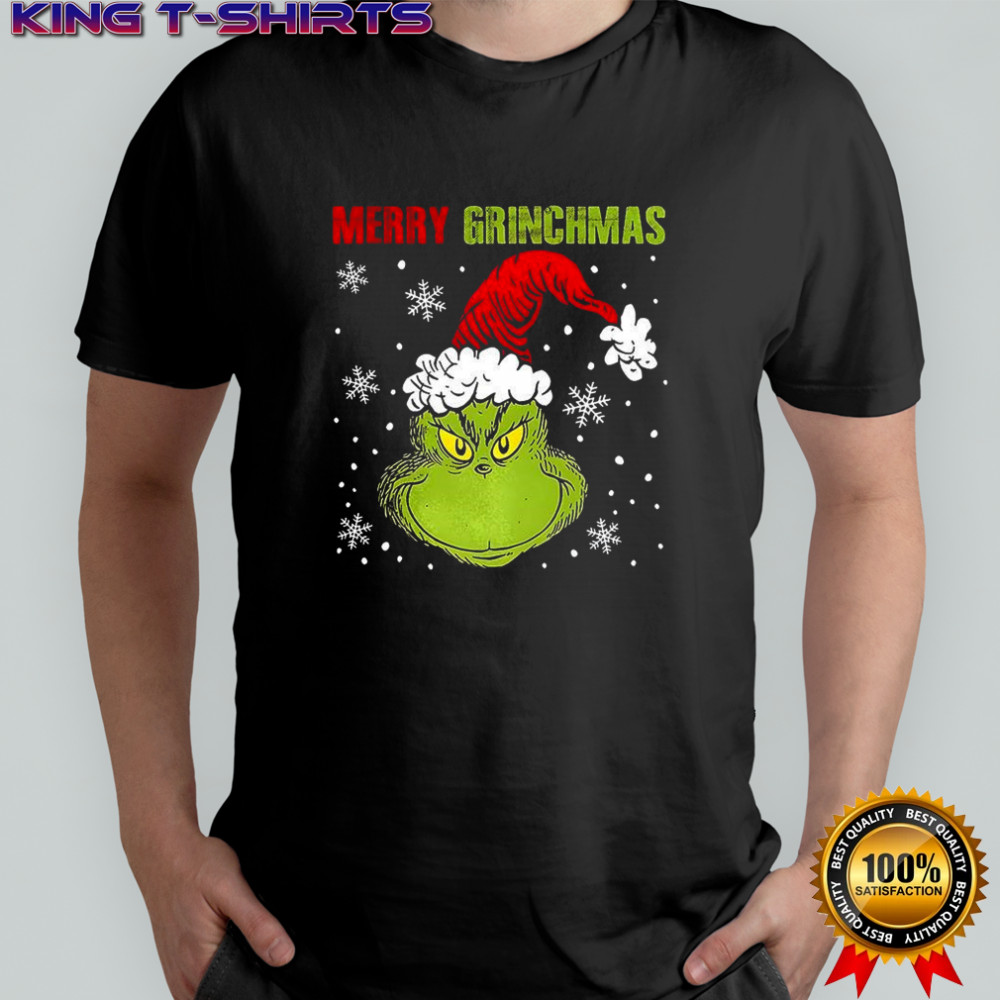 Merry Grinchmas Grinch head Santa hat Christmas shirt