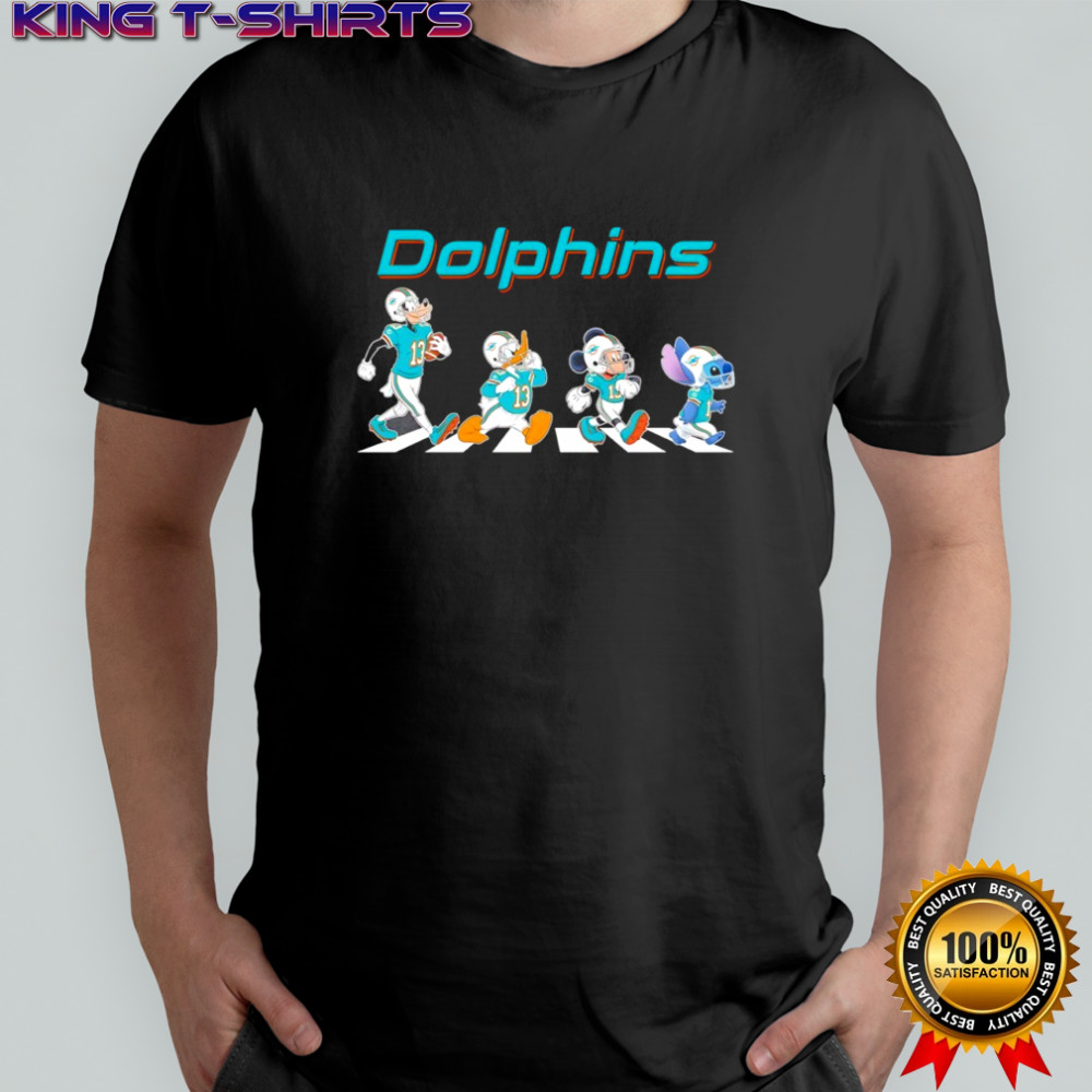 Miami Dolphins x Goofy x Donald Duck x Mickey Mouse x Stitch Abbey Road shirt