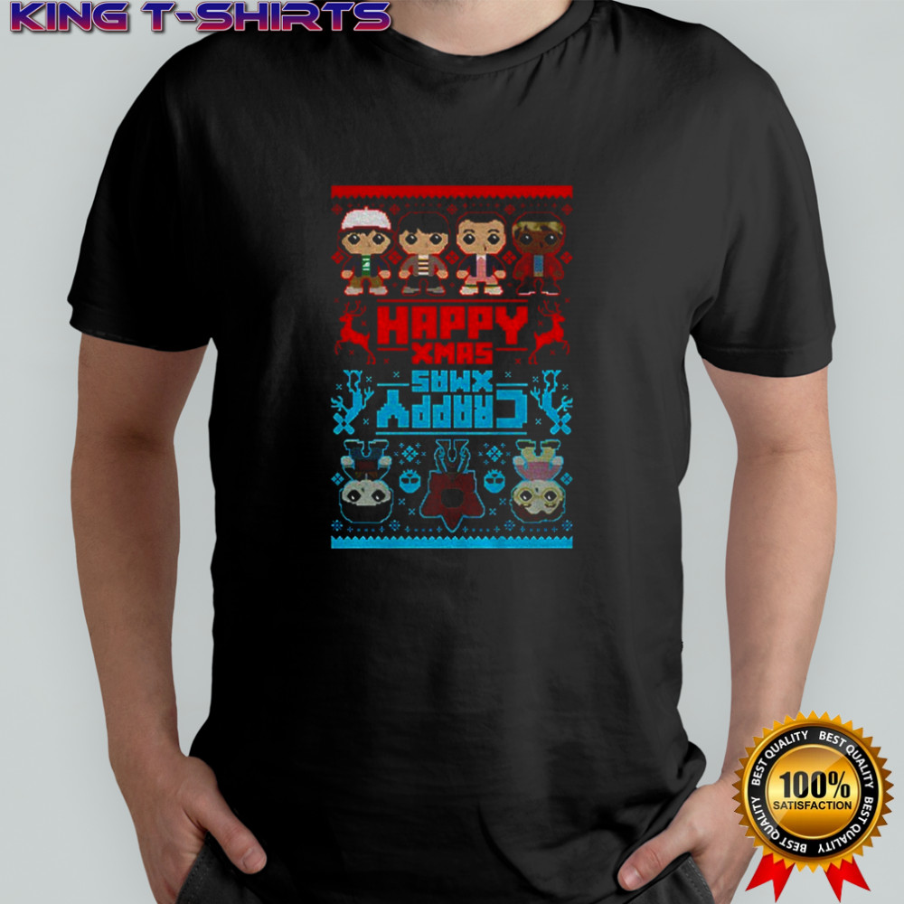 Mike Wheeler Will Byers Stranger Things Pixels Happy Xmas Upside Down Christmas shirt