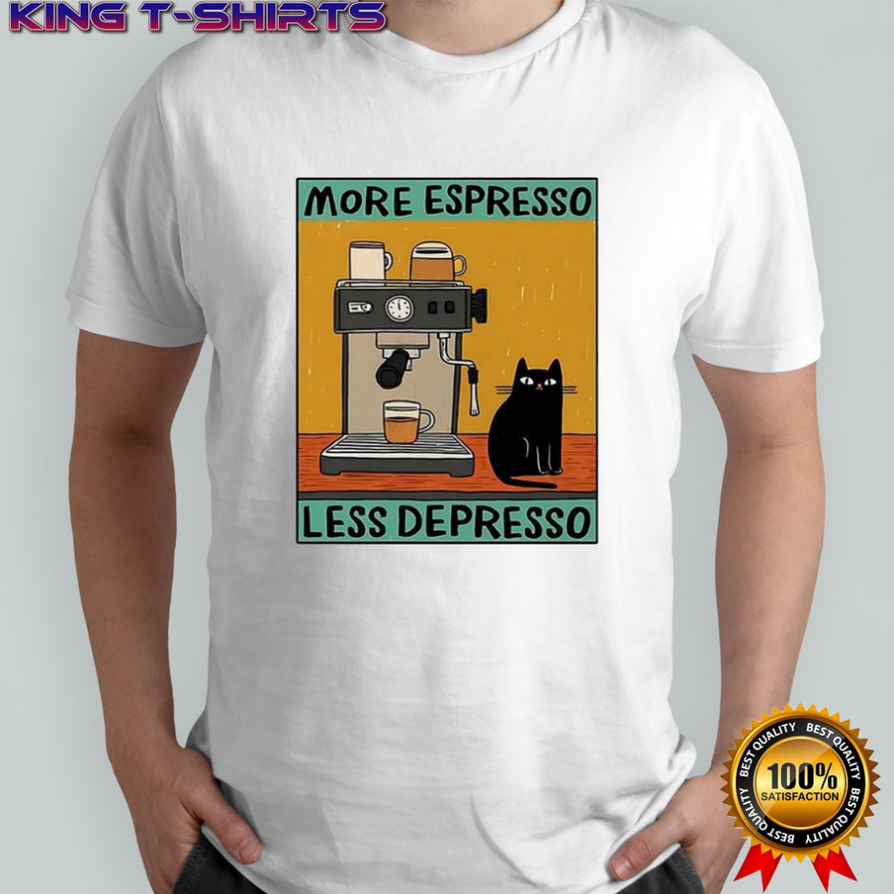 More espresso less depresso espresso machine cute cat retro shirt