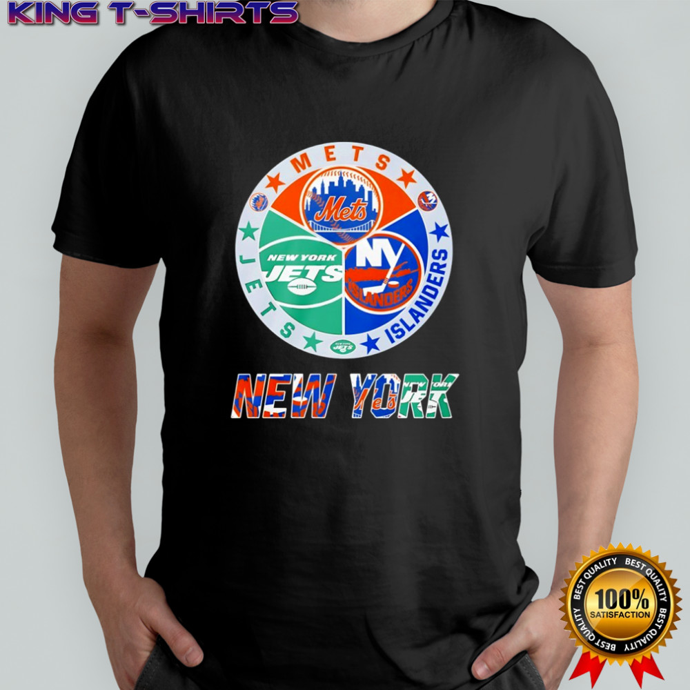 New York Islanders New York Mets New York Jets mashup logo shirt
