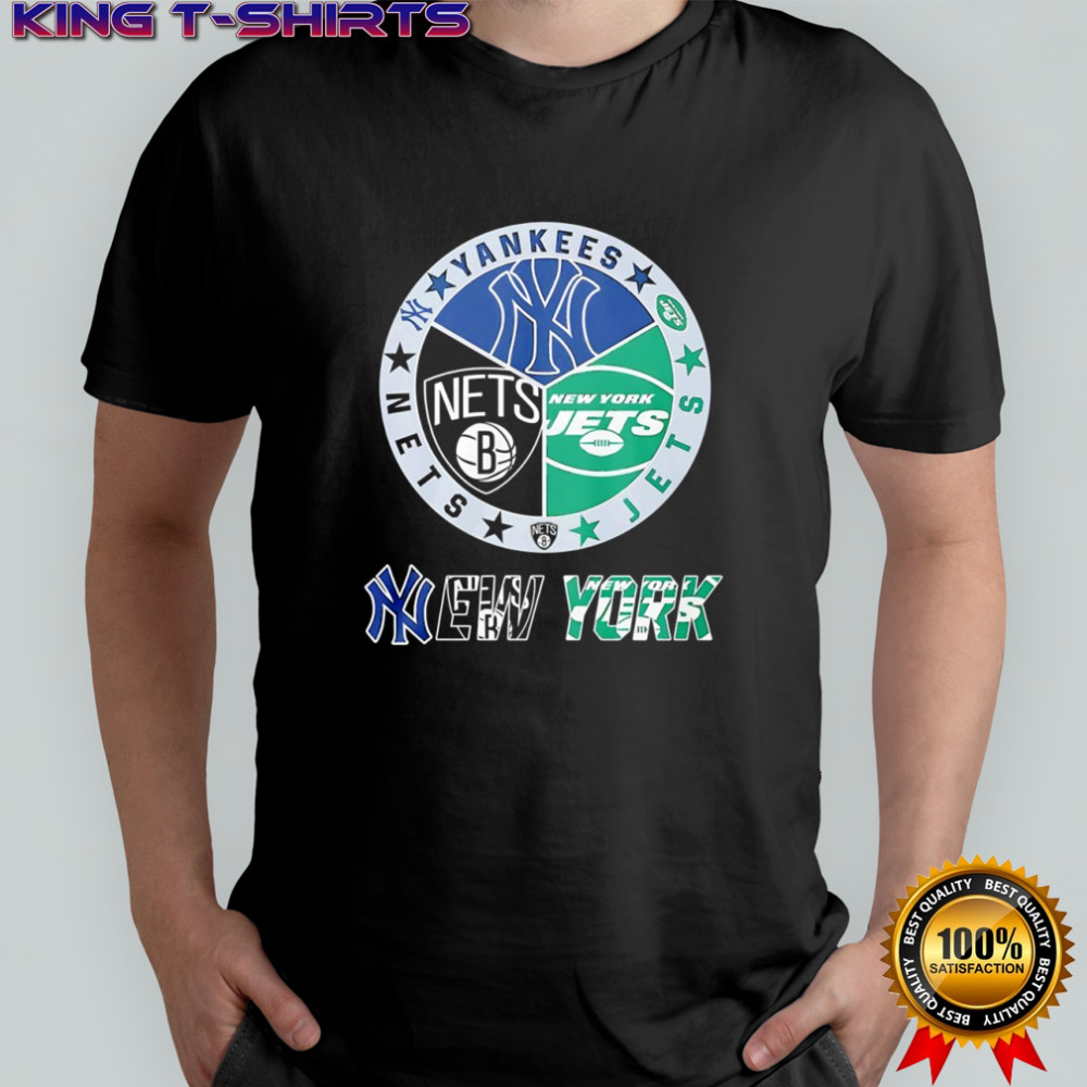 New York Jets New York Nets New York Yankees mashup logo shirt