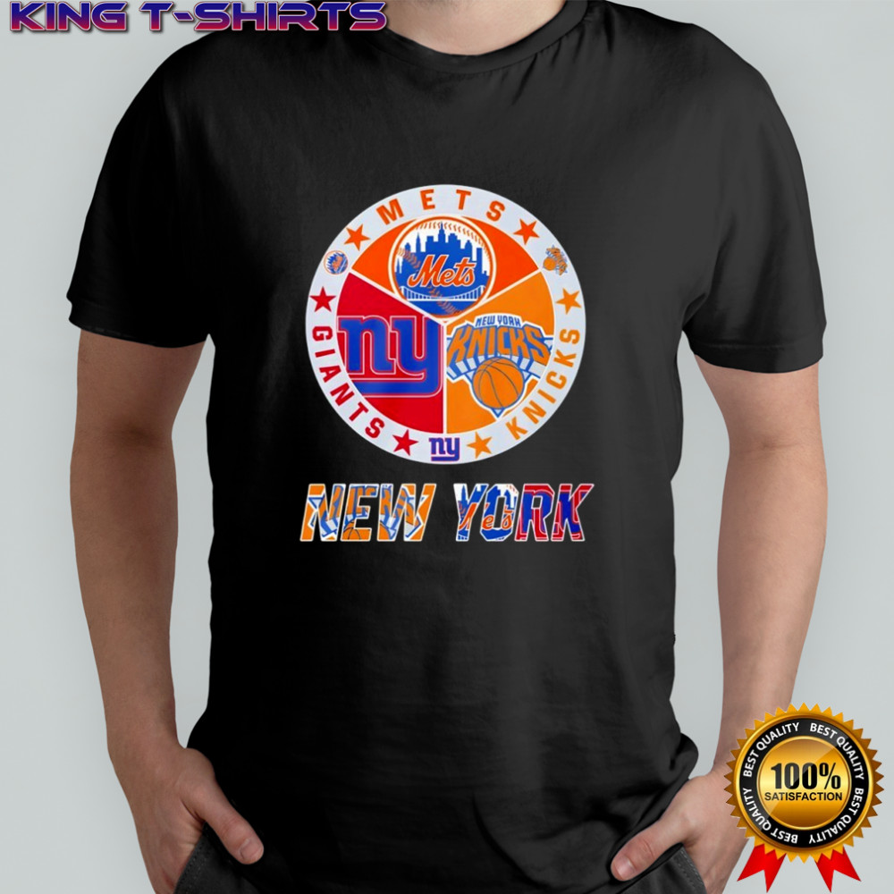 New York Knicks New York Mets New York Giants mashup logo shirt