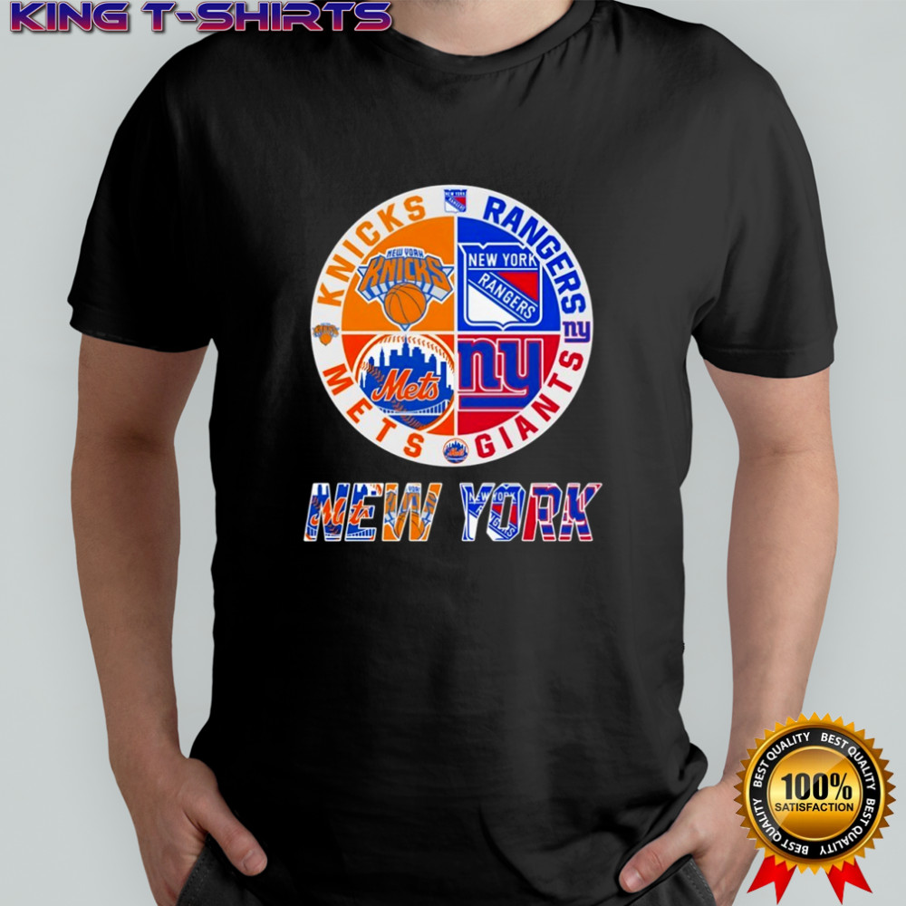 New York Knicks New York Mets New York Giants New York Rangers mashup logo shirt
